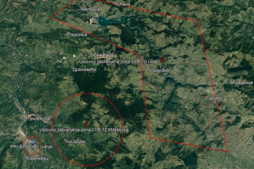 Zabrane letenja dronova u Srbiji prikazuju no-fly zone i ograničenja u blizini aerodroma i gradova.