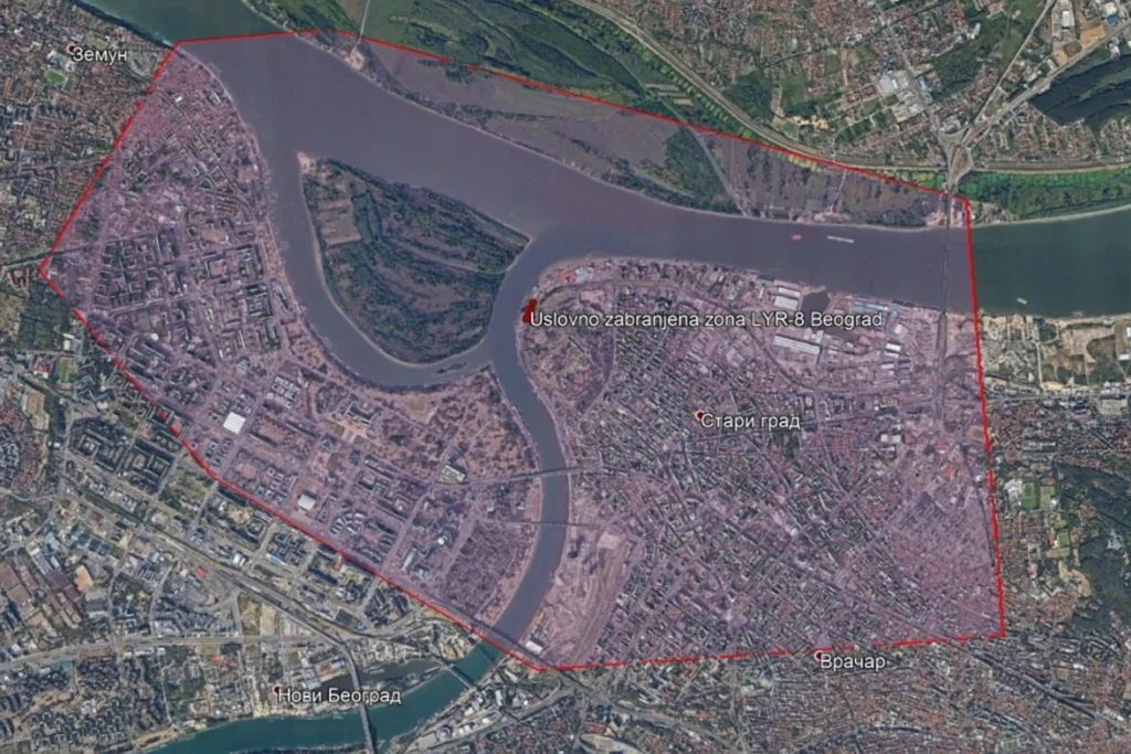 Zabrane letenja dronova u Srbiji prikazuju mape sa označenim zonama gde je zabranjen let dronova.